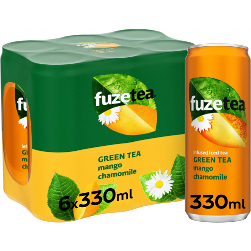 Fuze Tea boisson rafraîchissant, non pétillant, canette sleek de 33 cl, paquet de 24 pièces, mangue camom