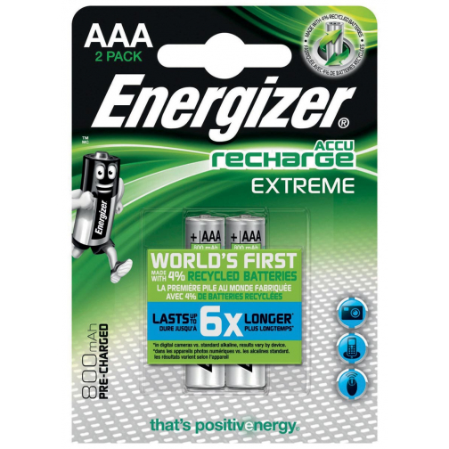 Energizer piles rechargeables Extreme AAA, blister de 4 pièces