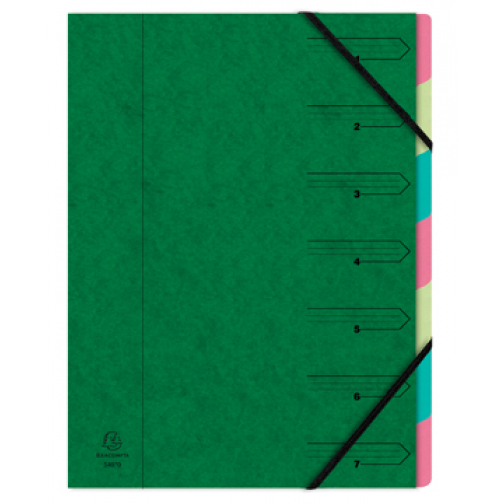 Exacompte Trieur-classeur 7 compartiments, vert