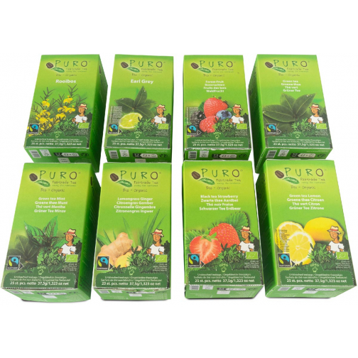 Puro Bio thé, assorti, du commerce équitable, 8 paquets de 25 sachets