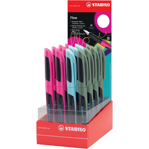 STABILO Flow SPORTY stylo plume, présentoir de 16 pièces en couleurs assorties