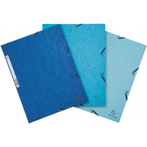 Exacompta chemisa à rabats en carton, ft A4, 3 rabats, set de 3 pièces en 3 teintes de bleu (Océan)
