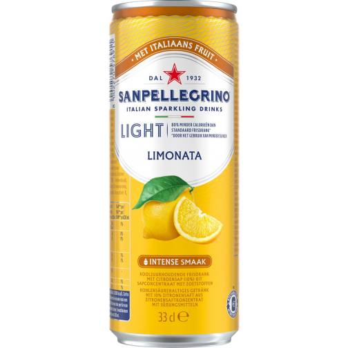 San Pellegrino limonade Limonata light, canette mince de 33 cl, paquet de 6 pièces