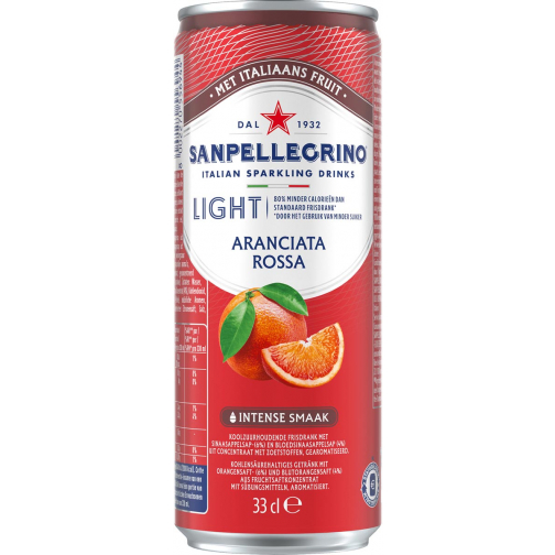 San Pellegrino limonade Aranciata Rossa light, canette mince de 33 cl, paquet de 6 pièces