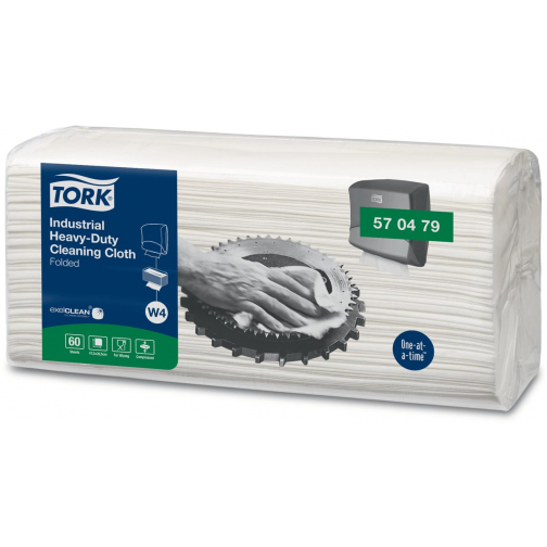 Tork Industrial Heavy-Duty chiffon de nettoyage, 60 feuilles, système W4, blanc