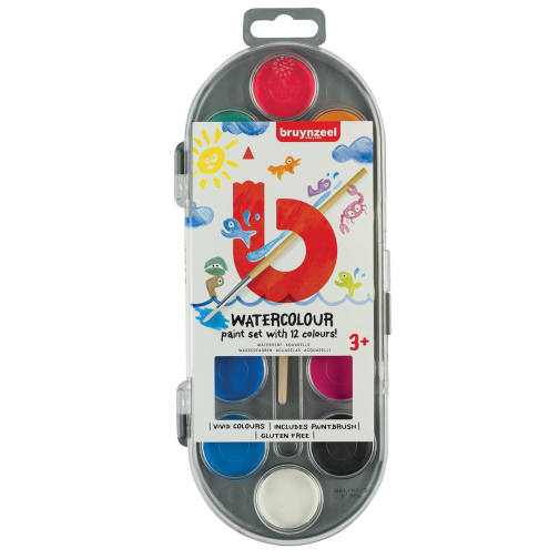Bruynzeel Kids peinture à l'eau, set de 12 couleurs assorties