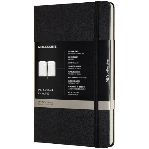 Moleskine carnet de notes professional, ft A4, ligné, couverture solide, 189 pages, noir