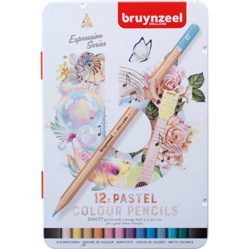 Bruynzeel Expression, boîte métallique avec 12 crayons de couleur nuan pastel