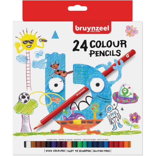 Bruynzeel Kids crayons de couleur set de 24 pièces en couleurs assorties