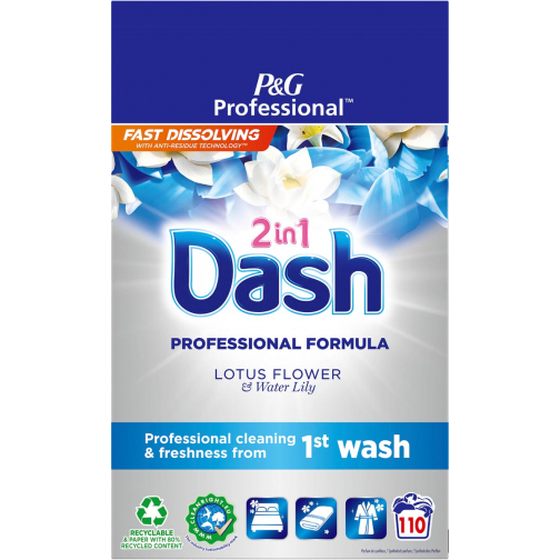 Dash Professional lessive en poudre 2-in-1 lotus et lys, boite de 6,6 kg
