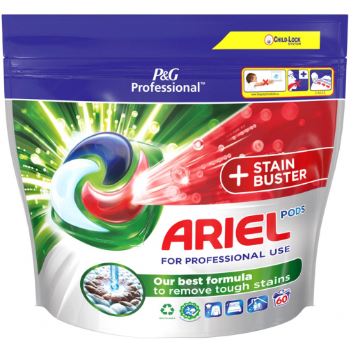 Ariel Professional lessive All-in-1 + stainbuster, paquet de 60 capsules