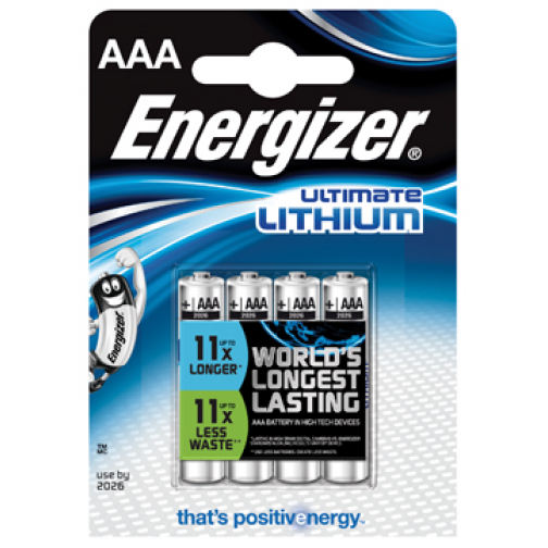 Energizer piles Lithium AAA, blister de 4 pièces