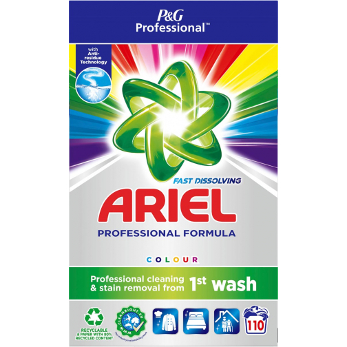 Ariel lessive en poudre, pour le linge coloré, 110 doses, boite de 6,6 kg