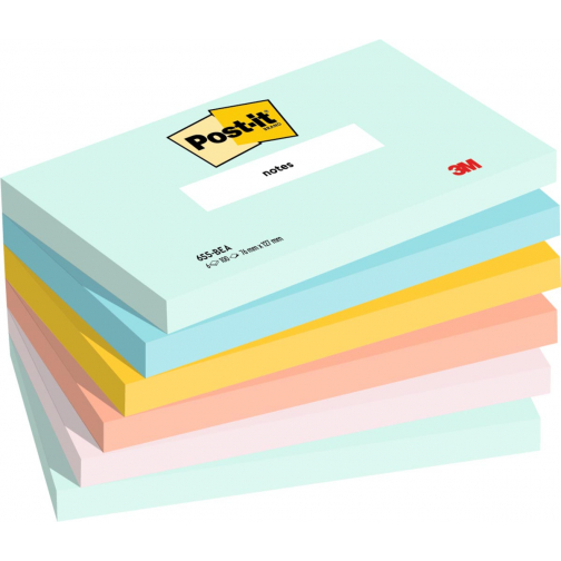 Post-it Notes, 100 feuilles, ft 76 x 127 mm, paquet de 6 blocs, Beachside colour collection