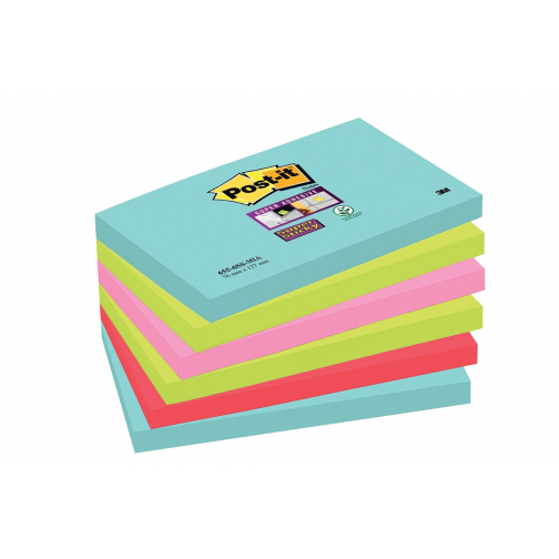 Post-it Super Sticky notes Cosmic, 90 feuilles, ft 76 x 127 mm, paquet de 6 blocs