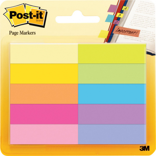 Post-It notes markers, marque pages, 50 feuilles, paquet de 10 blocs, couleurs assorties