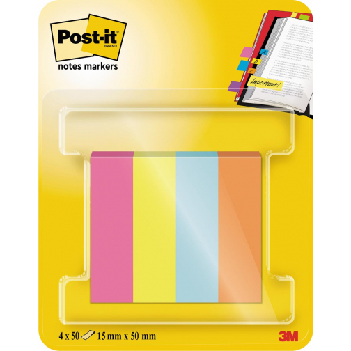 Post-it notes markers Poptimistic, ft 15 x 50 mm, blister de 4 blocs de 50 feuilles