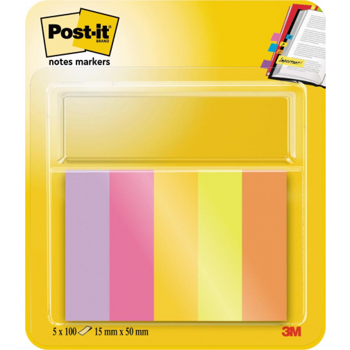 Post-it notes markers Energetic, ft 15 x 50 mm, blister avec 5 blocs de 50 feuilles