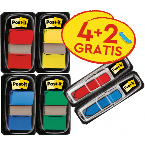 Post-it Index standard, ft 25 mm x 43,2 mm, pack de 4 pièces + 2 x Post-It Index flèches