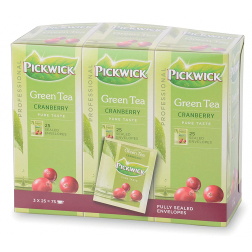 Pickwick thé, thé vert Cranberry, paquet de 25 sachets