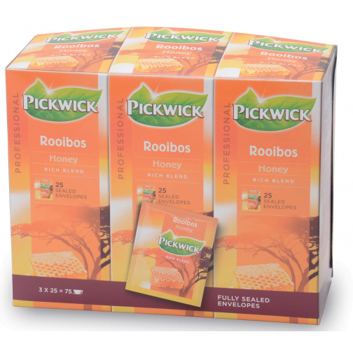 Pickwick thé, rooibos et miel, paquet de 25 sachets