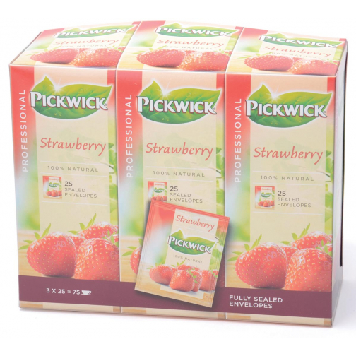 Pickwick thé, fraise, paquet de 25 sachets