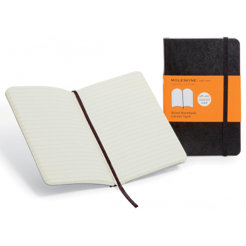Moleskine carnet de notes, ft 9 x 14 cm, ligné, couverture flexible, 192 pages, noir