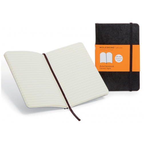 Moleskine carnet de notes, ft 13 x 21 cm, ligné, couverture flexible, 192 pages, noir