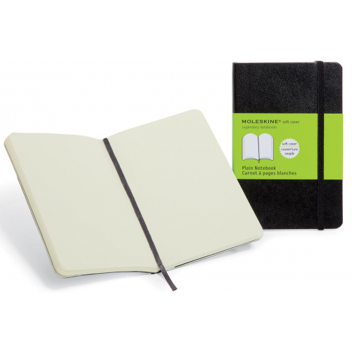 Moleskine carnet de notes, ft 13 x 21 cm, uni, couverture flexible, 192 pages, noir