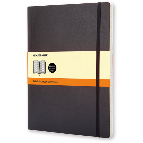 Moleskine carnet de notes, ft 19 x 25 cm, ligné, couverture flexible, 192 pages, noir