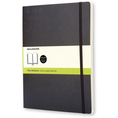 Moleskine carnet de notes, ft 19 x 25 cm, uni, couverture flexible, 192 pages, noir