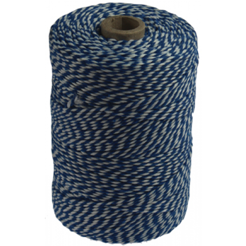 Ficelle de coton, bleu-blanc, bobine de 200 g, environs 200 m