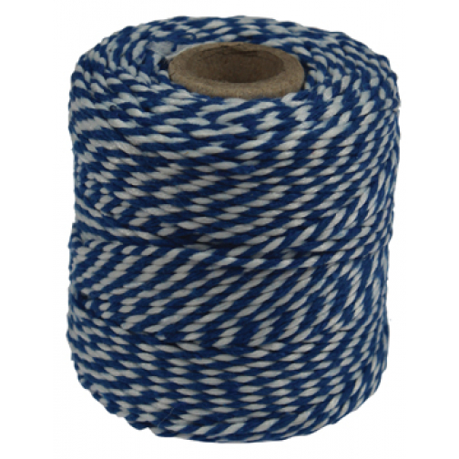 Ficelle de coton, bleu-blanc, bobine de 50 g, environs 45 m
