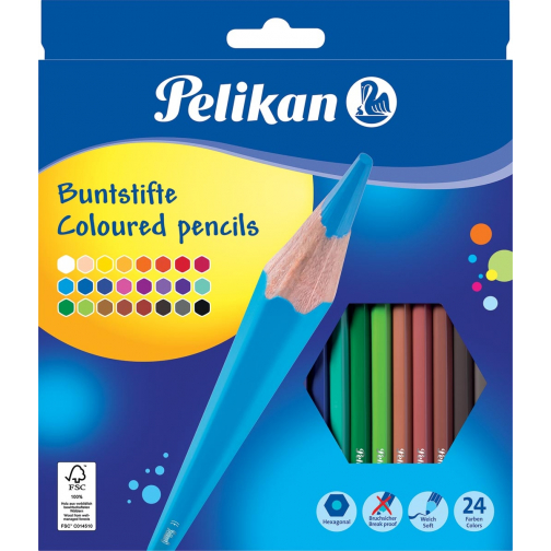 Pelikan crayon de couleur, étui de 24 pièces en couleurs assorties