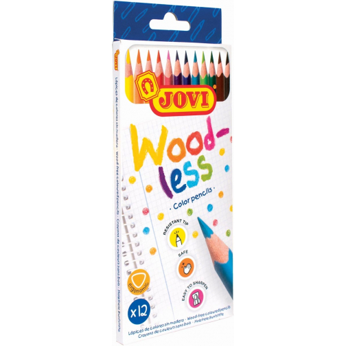 Jovi crayon de couleur Woodless, étui cartonné de 12 pièces