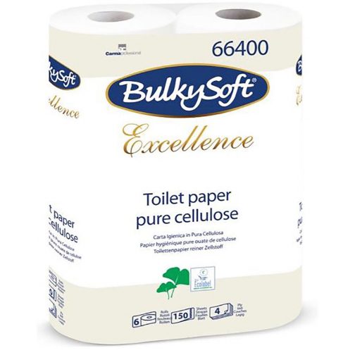 Bulkysoft Excellence papier toilette, 4-plis, 150 feuilles, paquet de 6 rouleaux