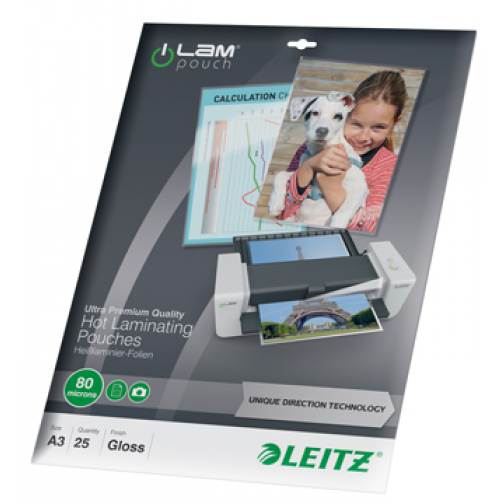 Leitz étuis à plastifier Ilam ft A3, 2 x 80 microns, (160 microns), paquet de 25 pièces