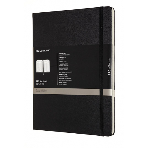 Moleskine carnet de notes professional, ft 19 x 25 cm, ligné, couverture solide, 189 pages, noir