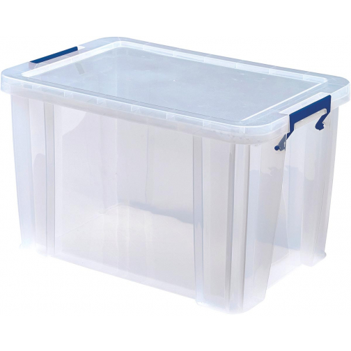 Bankers Box boîte de rangement 26 litres, transparent avec poignées bleues, emballée individ. en carton