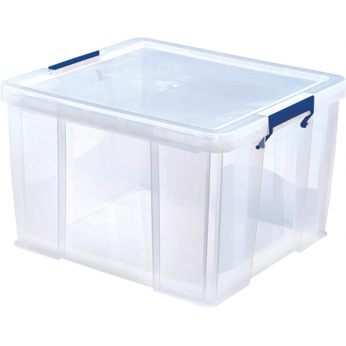 Bankers Box boîte de rangement 48 litres, transparent avec poignées bleues, emballée individ. en carton
