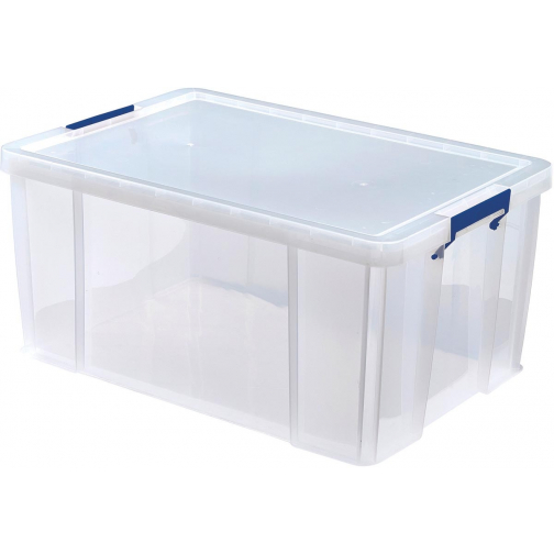 Bankers Box boîte de rangement 70 litres, transparent avec poignées bleues, emballée individ. en carton