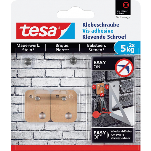 Tesa vis adhésive pour des surfaces rugueuses et solides, supporte 5 kg, blister de 2 pièces