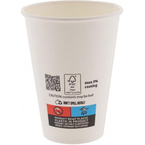 Gobelet en carton, 180 ML, blanc, paquet de 100 pièces