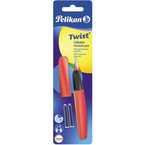 Pelikan Twist stylo plume, sous blister, rouge (Fiery Red)