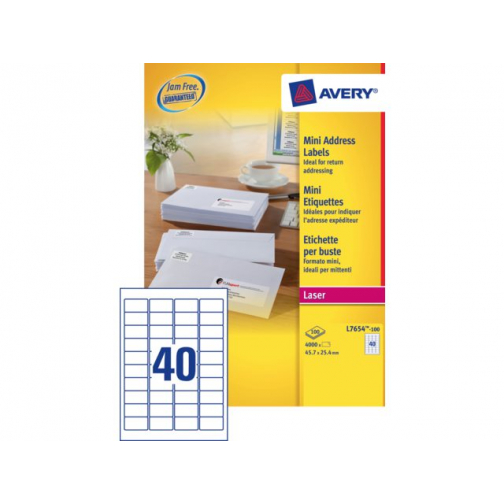 Etiket Avery L7654-100 45.7x25.4mm wit 4000stuks