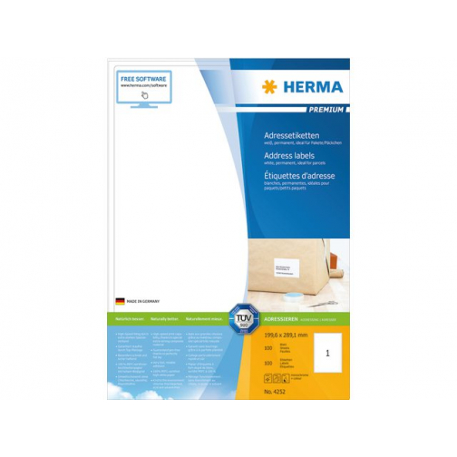 Etiket Herma 4252 199.6x289,1mm premium wit 100stuks