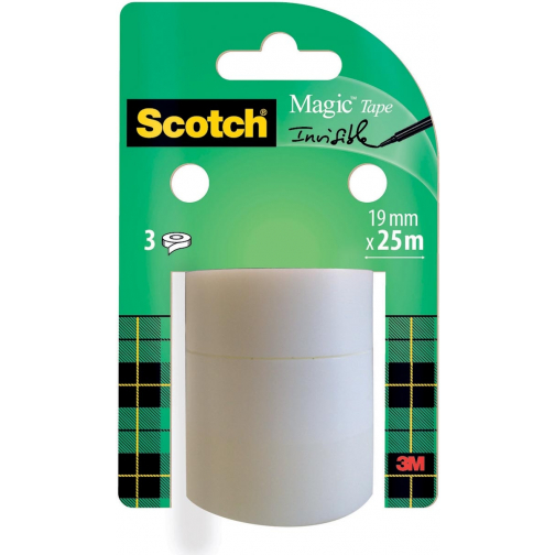 Scotch ruban adhésif Magic Tape, 19 mm x 25 m, 3 rouleaux