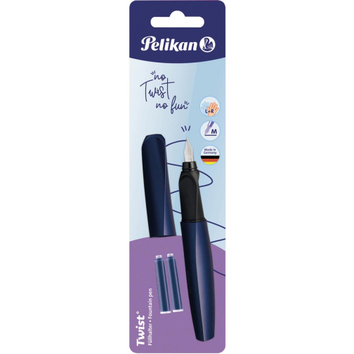 Pelikan Twist stylo plume, sous blister, bleu foncé (Night Breeze)