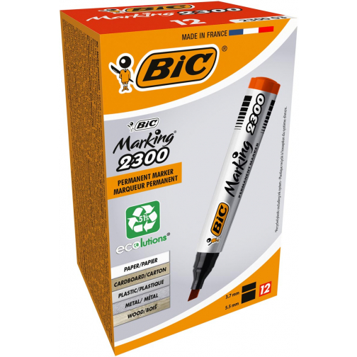 Bic marqueur permanent Marking 2300 ECOlutions, rouge, boîte de 12 pièces