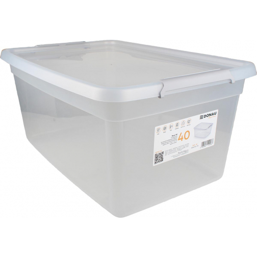 DONAU Home boîte de rangement, 40 litres, transparent
